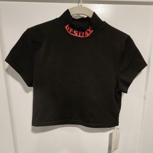 Black Short Top, Destiny Across High Neck